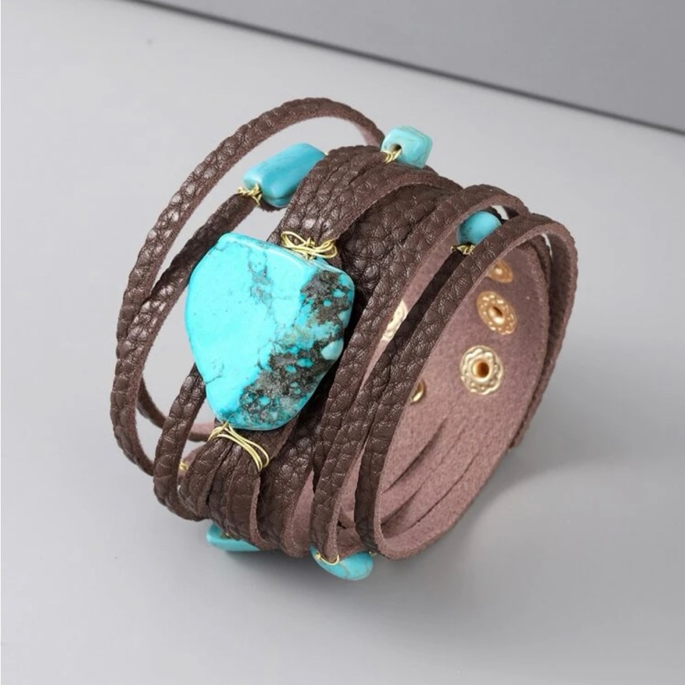 Turquoise décor PU polyurethane bracelet